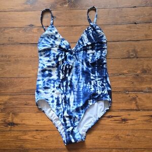 M Time and Tru Navy Tie-Dye One Piece Swimsuit